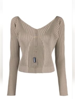 jacquemus light brown le maille pralu longue cardigan nwt size 42 us 10